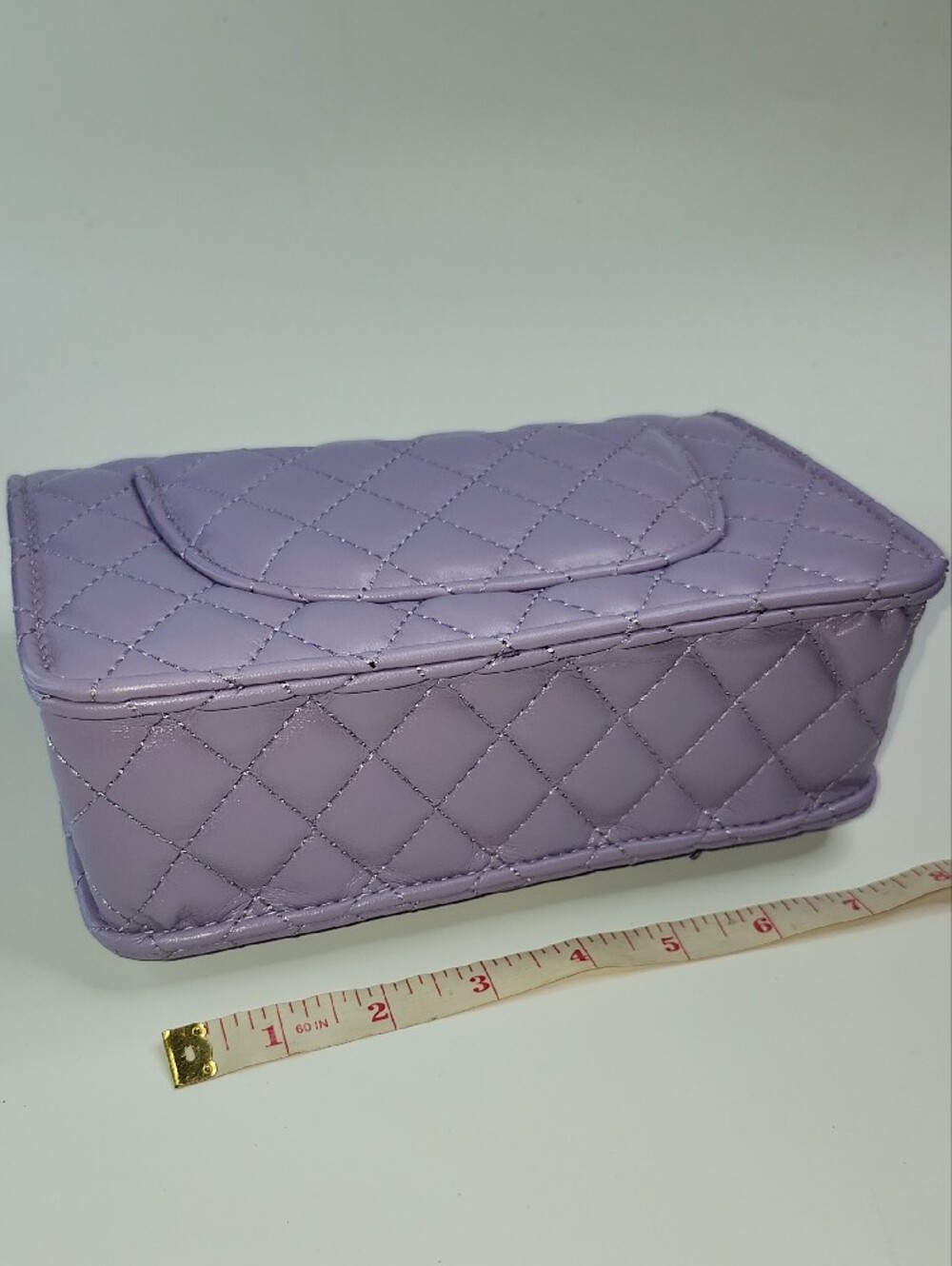 Flap Bag Lavender Quilted Mini with Gold Chain - Picture 4 of 7